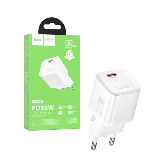 Adaptador Hoco N66 Ingenious de porta Única Gan PD35W Type-C Branco
